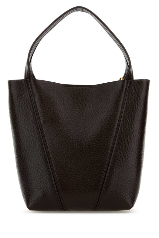 Dark brown leather small Spin shopping bag CHLOE (CHC25SS812N84)