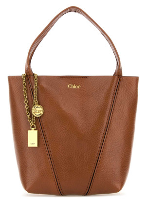 Brown leather small Spin shopping bag CHLOE (CHC25SS812N84)