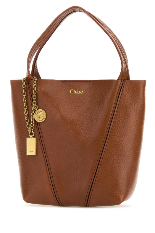 Brown leather small Spin shopping bag CHLOE (CHC25SS812N84)