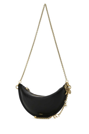 Black leather mini Halfmoon shoulder bag CHLOE (CHC25WP124P80)
