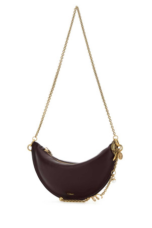 Aubergine leather mini Halfmoon shoulder bag CHLOE (CHC25WP124P80)