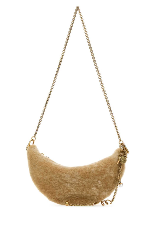 Бежевая мини-сумка через плечо Halfmoon из овчины CHLOE (CHC25WP124Q58) CHLOÉ