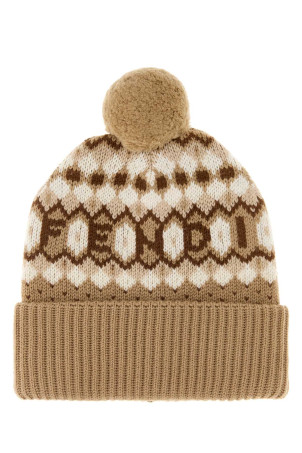 Embroidered wool beanie hat FENDI (FXQ111AVP8)