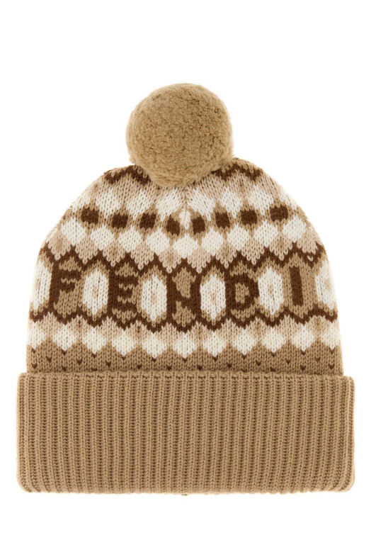 Embroidered wool beanie hat FENDI (FXQ111AVP8)