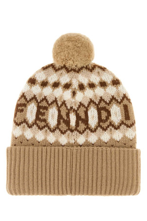 Embroidered wool beanie hat FENDI (FXQ111AVP8)