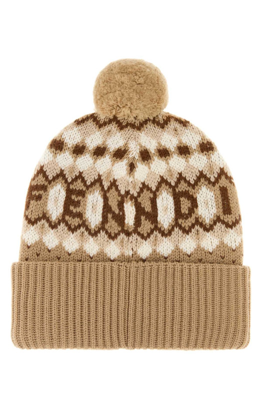 Embroidered wool beanie hat FENDI (FXQ111AVP8)