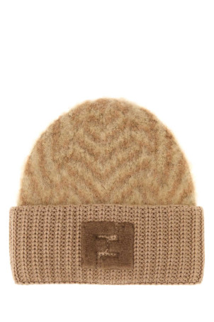 Embroidered alpaca blend beanie hat FENDI (FXQ112AYKM)