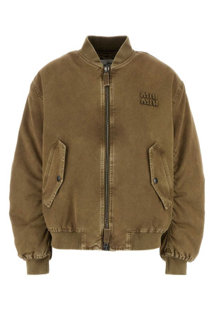 Khaki gabardine bomber jacket MIU MIU (ML1133SOOO135Q)