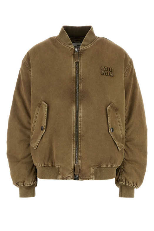 Khaki gabardine bomber jacket MIU MIU (ML1133SOOO135Q)