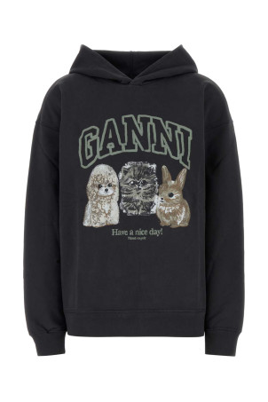 Graphite cotton oversize sweatshirt GANNI (T4270)