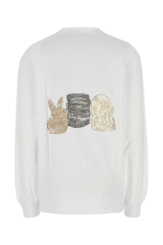 Белая хлопковая футболка оверсайз Blue GANNI (T4275)