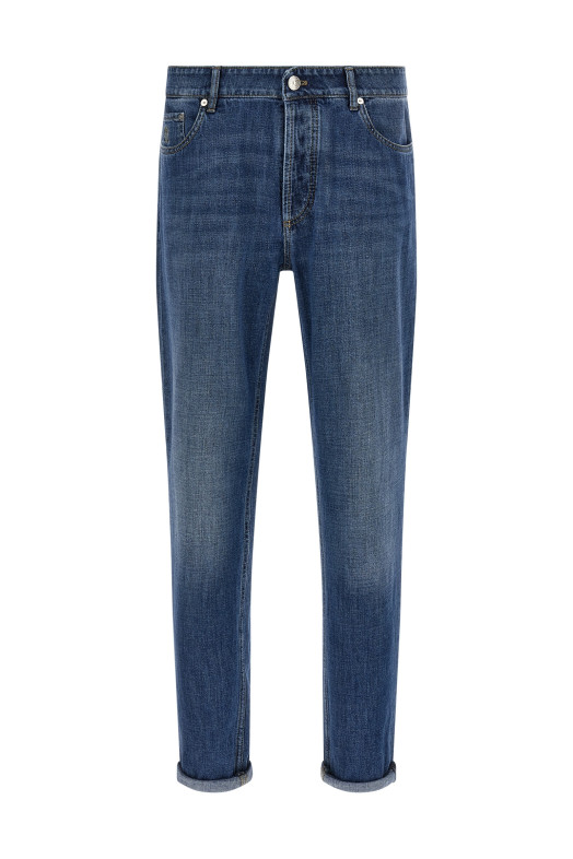 Джинси з вишитим логотипом Синій BRUNELLO CUCINELLI M0Z37D3210C1471