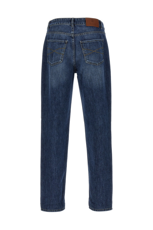 Джинсы с вышитым логотипом Синие BRUNELLO CUCINELLI M0Z37D3210C1471