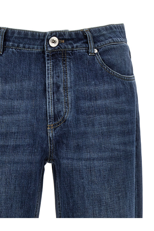 Джинсы с вышитым логотипом Синие BRUNELLO CUCINELLI M0Z37D3210C1471