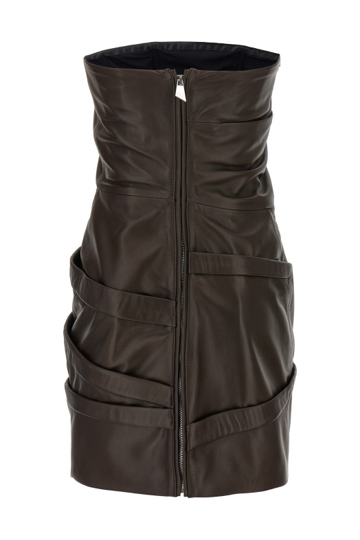 Leather dress Brown