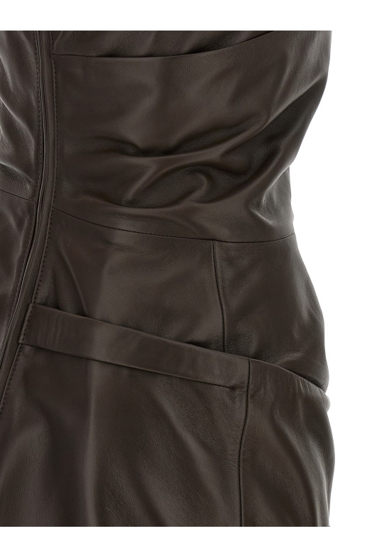Leather dress Brown