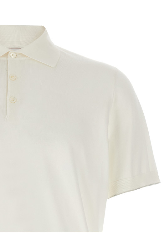 Stretch cotton polo shirt White