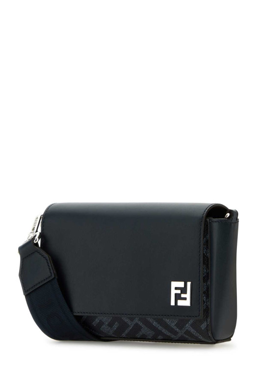 Black canvas and leather Compact crossbody bag FENDI (7M0363ASIC)