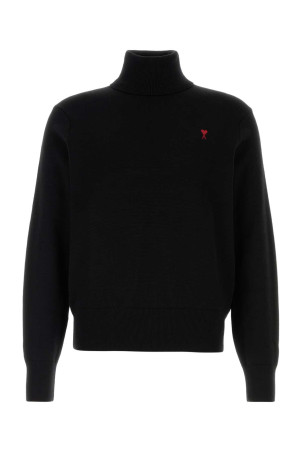 Black wool sweater White AMI (HKS827001)