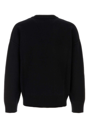 Black wool sweater White AMI (UKS838018)