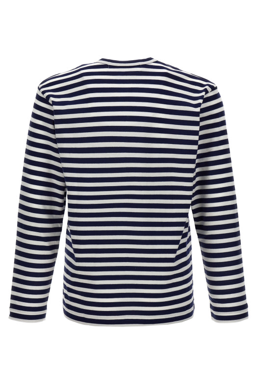 Футболка с логотипом и полосками Синяя COMME DES GARÇONS PLAY AXT0101