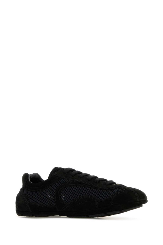 Black suede and mesh Montecarlo sneakers Black PRADA (1E247OFD0103D8C)