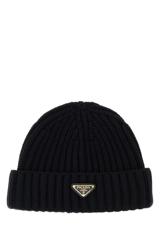 Black wool beanie hat Black PRADA (1HC3902DZL)