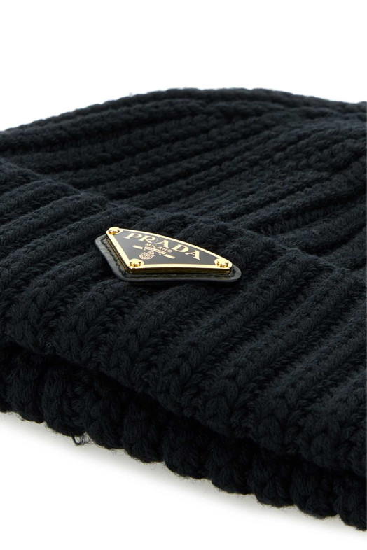 Black wool beanie hat Black PRADA (1HC3902DZL)