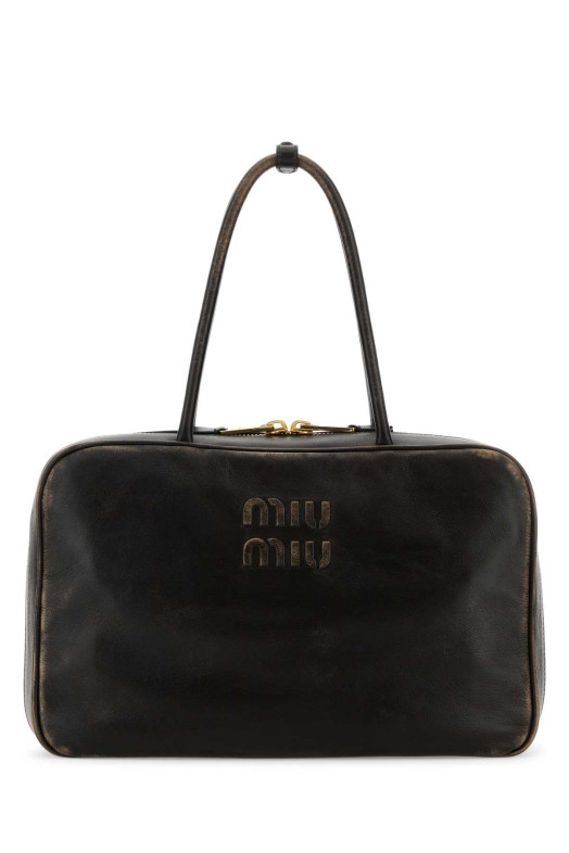 Dark brown leather handbag MIU MIU (5BB117VMONAF6P)