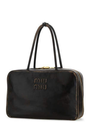 Dark brown leather handbag MIU MIU (5BB117VMONAF6P)
