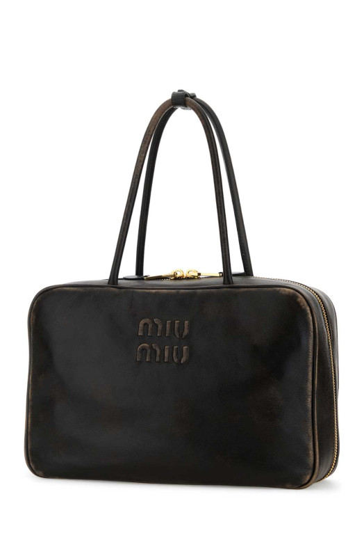 Dark brown leather handbag MIU MIU (5BB117VMONAF6P)