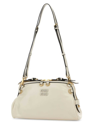 Белый кожаный клатч Black MIU MIU (5BF1312IEO)