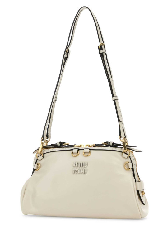 Белый кожаный клатч Black MIU MIU (5BF1312IEO)