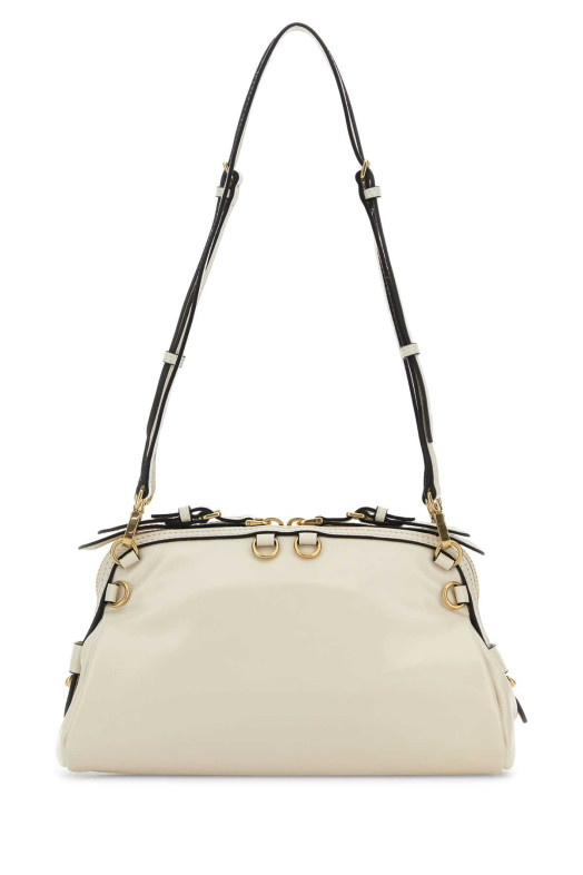 Белый кожаный клатч Black MIU MIU (5BF1312IEO)