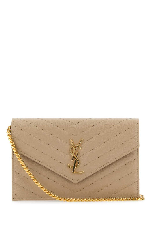 Кожаная сумочка-конверт цвета капучино SAINT LAURENT (742920BOW01)