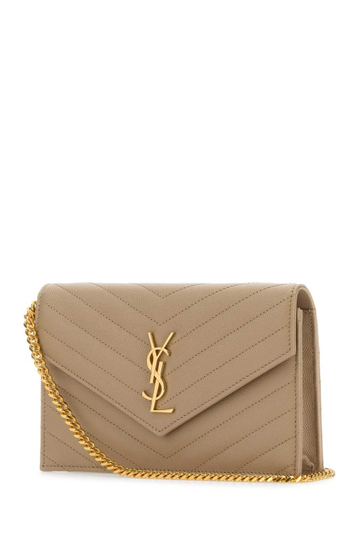 Кожаная сумочка-конверт цвета капучино SAINT LAURENT (742920BOW01)