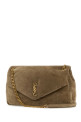 Dove grey suede leather large Calypso shoulder bag SAINT LAURENT (7773991U80W)