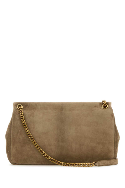 Dove grey suede leather large Calypso shoulder bag SAINT LAURENT (7773991U80W)