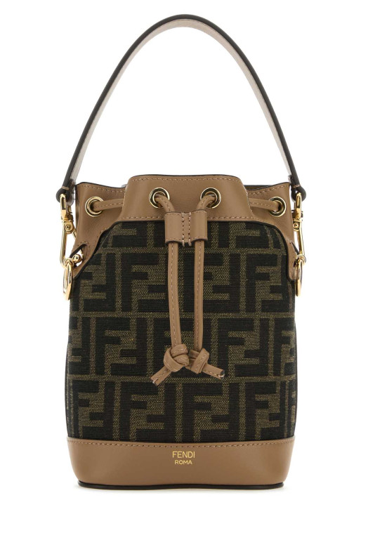 Вышитая холщовая сумка-ведро Mon Tresor FENDI (8BS093ALP3)