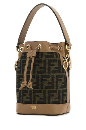 Вышитая холщовая сумка-ведро Mon Tresor FENDI (8BS093ALP3)