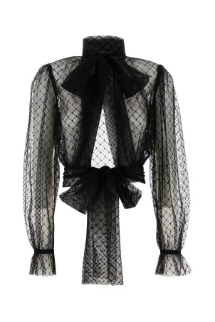 Чорна мереживна блузка Чорна DOLCE & GABBANA (F7AI4TFLSK8) DOLCE & GABBANA