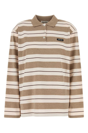 Embroidered cotton polo shirt MIU MIU (MJL015SOOO14RT)