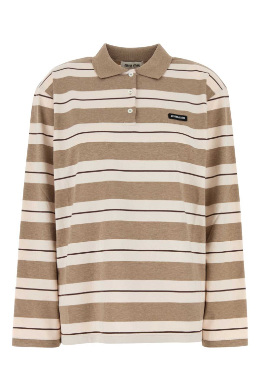 Вышитая хлопковая рубашка-поло MIU MIU (MJL015SOOO14RT)