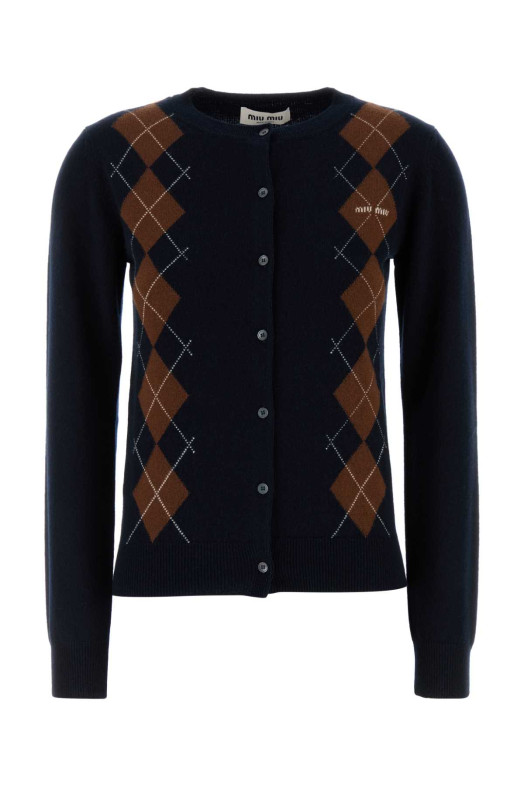 Темно-синий кашемировый кардиган Blue MIU MIU (MMF988SOOO174B)
