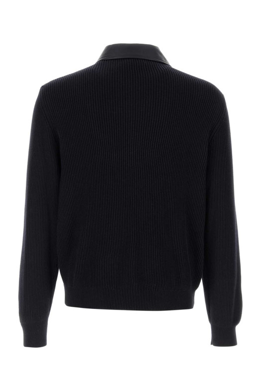 Синя шкіряна та трикотажна куртка BRUNELLO CUCINELLI (MPMAH2077)