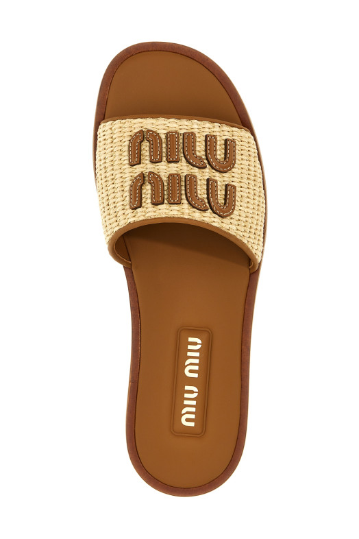 Сандалии с логотипом Бежевый MIU MIU 5XX644F0053LOMF0018