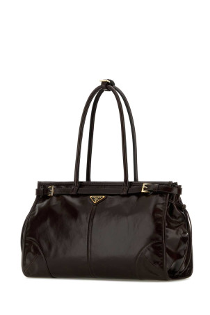 Dark brown leather shoulder bag PRADA (1BA433VMOO2CYR)