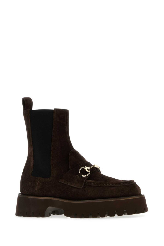 Brown suede ankle boots GUCCI (834770AAE73)