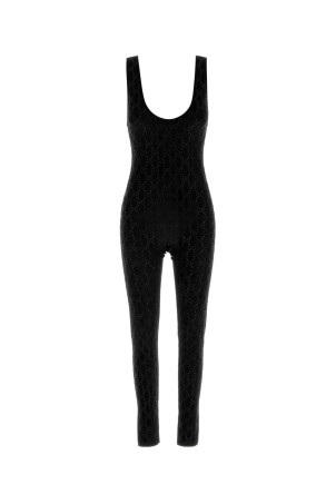 Black stretch velvet jumpsuit GUCCI (850293XUANY)