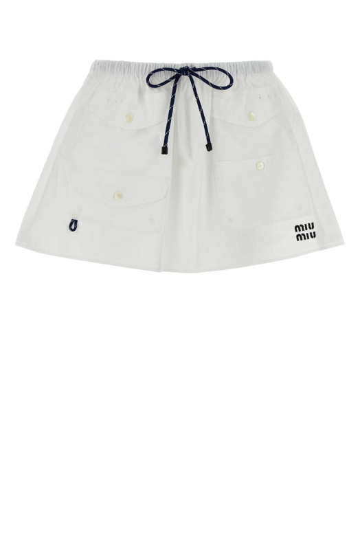White poplin mini skirt Black MIU MIU (MG2643SOOO10RG)